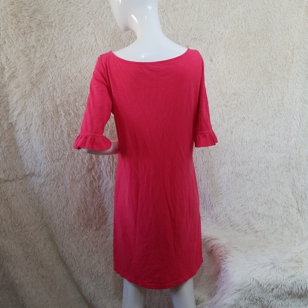 LILLY PULITZER shirt dress pink flair bell sleeves - Picture 3 of 5